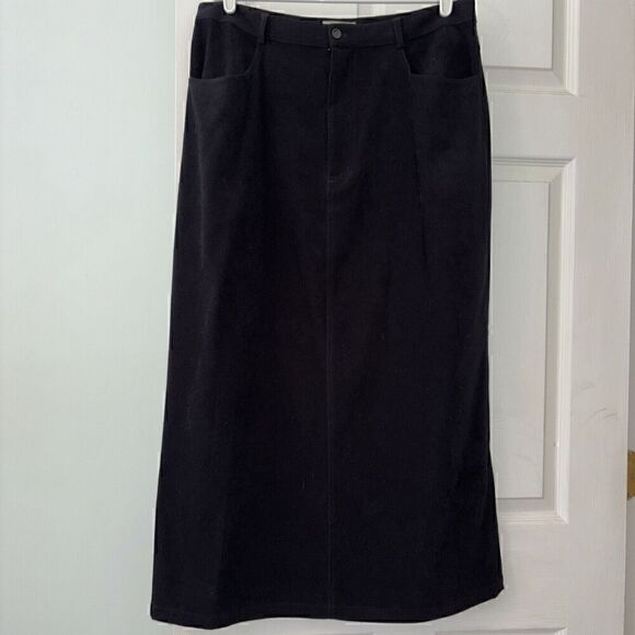 Talbots Womens Split Back Pencil Skirt Black Size 16 Zip Front Pockets VTG - Picture 1 of 10